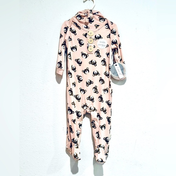 NWT Milkberry 100% RAYON BAMBOO 2PC SLEEPER W/BONNET/HAT BABYGIRL 6-9 months - Picture 1 of 15